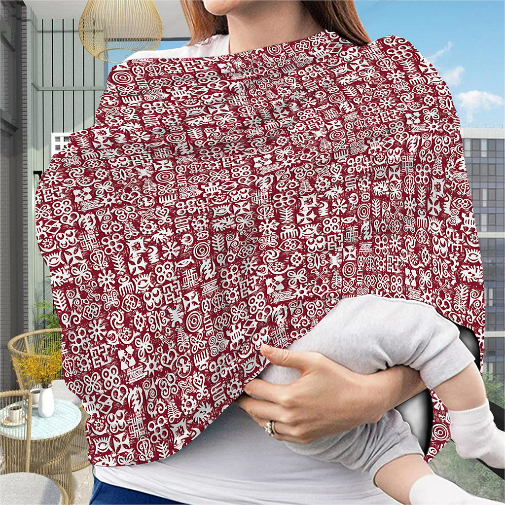 Red African Adinkra Tribe Symbols Baby Seat Cover