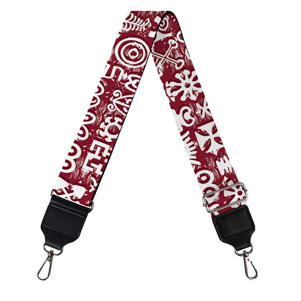 Red African Adinkra Tribe Symbols Bag Strap