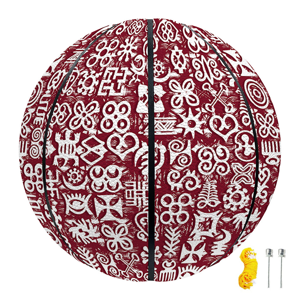 Red African Adinkra Tribe Symbols Basketball