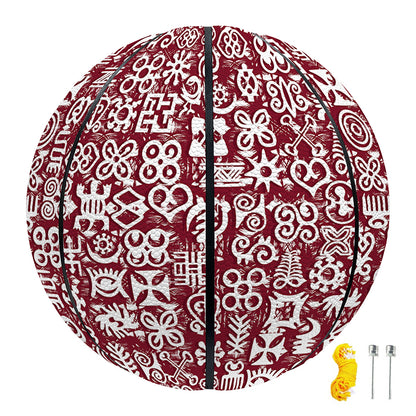 Red African Adinkra Tribe Symbols Basketball