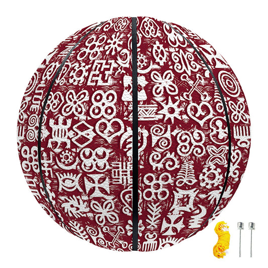 Red African Adinkra Tribe Symbols Basketball