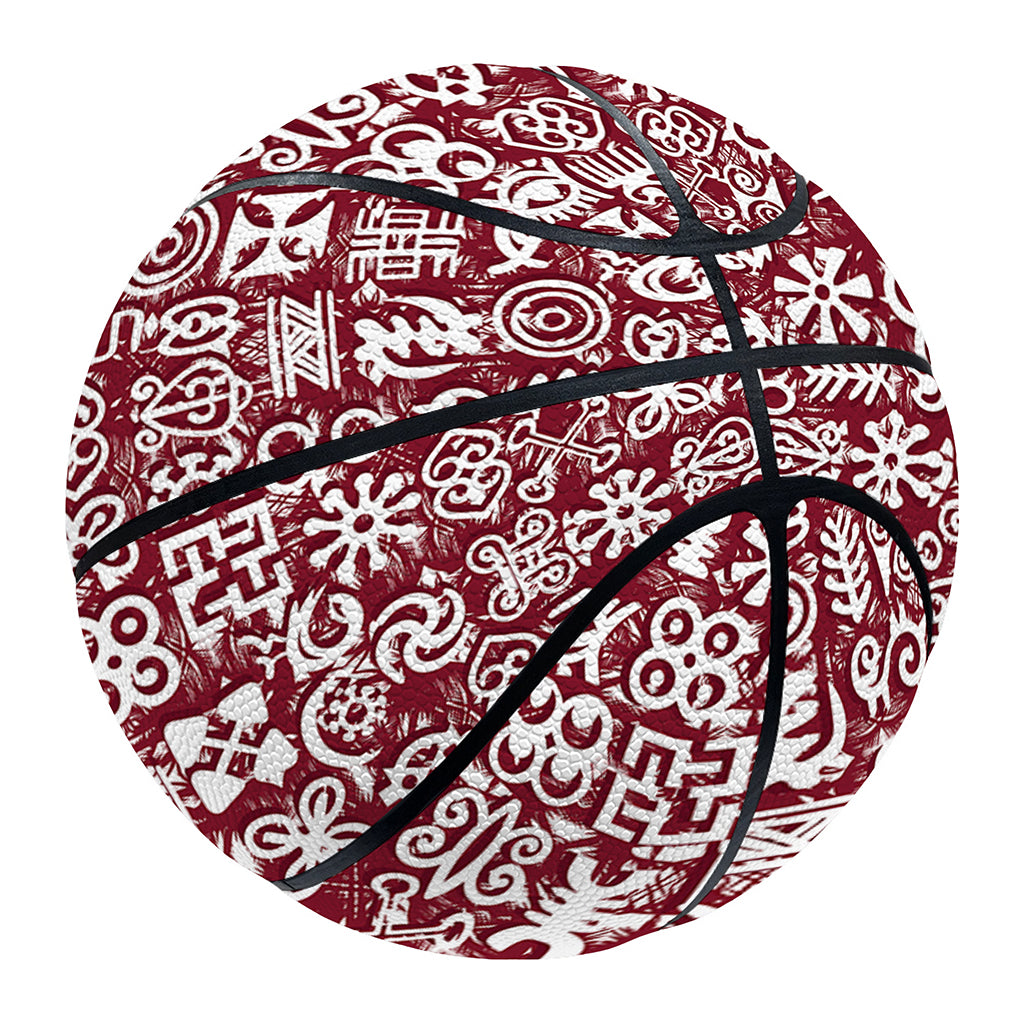 Red African Adinkra Tribe Symbols Basketball