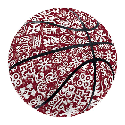 Red African Adinkra Tribe Symbols Basketball