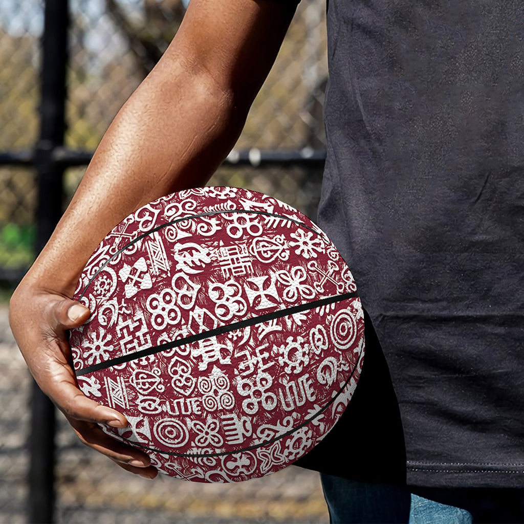 Red African Adinkra Tribe Symbols Basketball