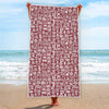 Red African Adinkra Tribe Symbols Beach Towel