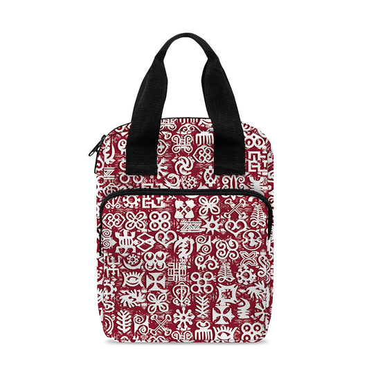 Red African Adinkra Tribe Symbols Bible Tote Bag