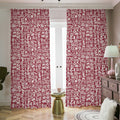 Red African Adinkra Tribe Symbols Dimout Pencil Pleat Curtains