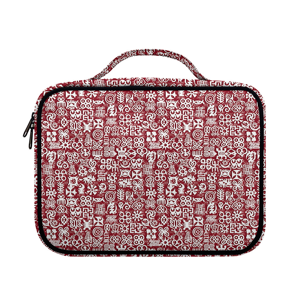 Red African Adinkra Tribe Symbols Briefcase Bible Bag
