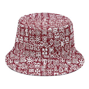 Red African Adinkra Tribe Symbols Bucket Hat