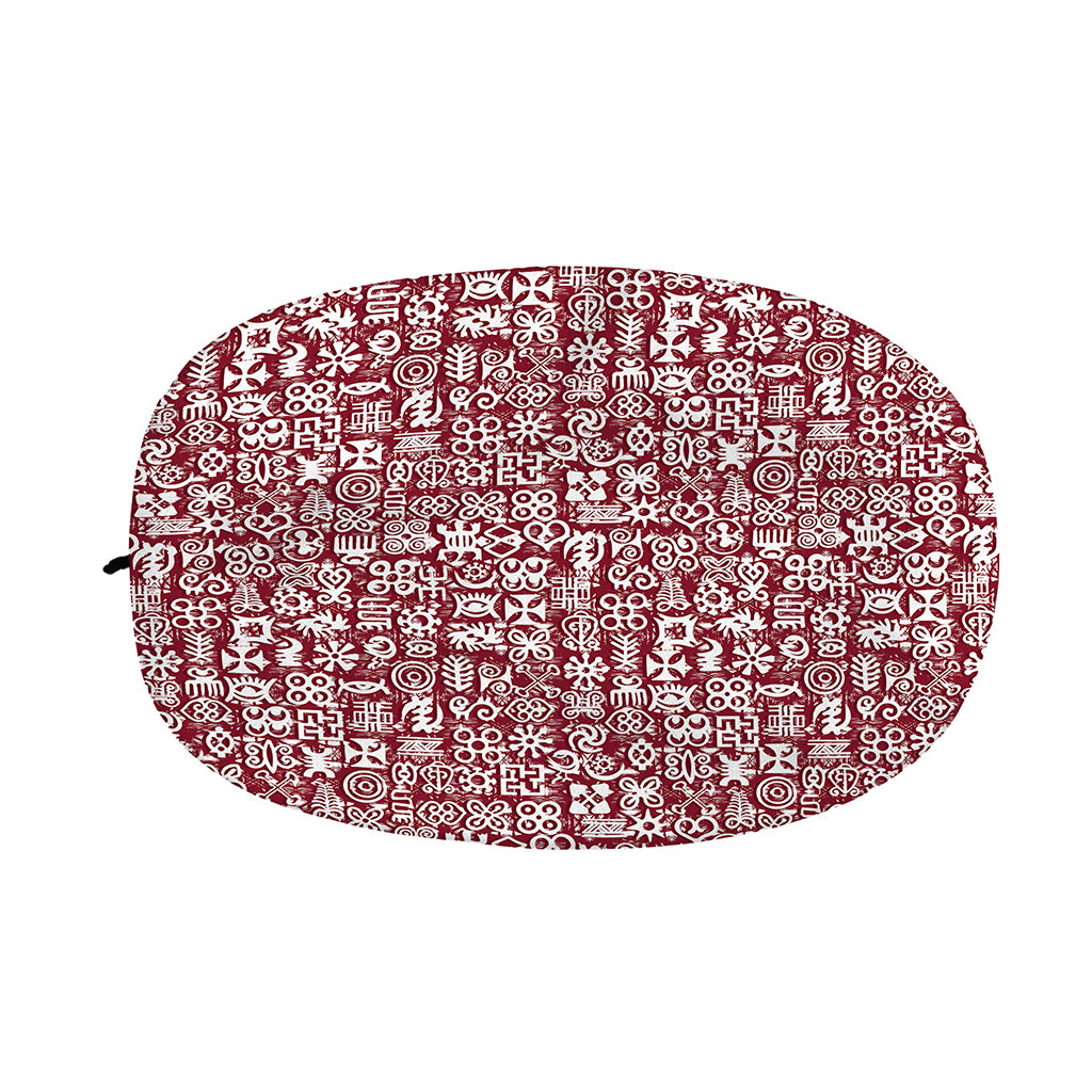 Red African Adinkra Tribe Symbols Car Side Mirror Covers