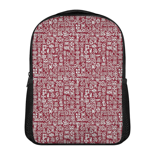 Red African Adinkra Tribe Symbols Casual Backpack