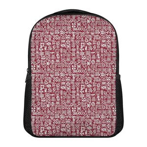 Red African Adinkra Tribe Symbols Casual Backpack