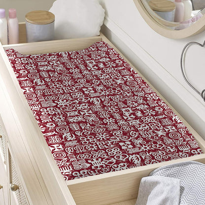 Red African Adinkra Tribe Symbols Changing Pad Cover