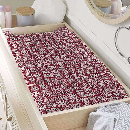 Red African Adinkra Tribe Symbols Changing Pad Cover