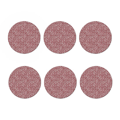 Red African Adinkra Tribe Symbols Coaster Set