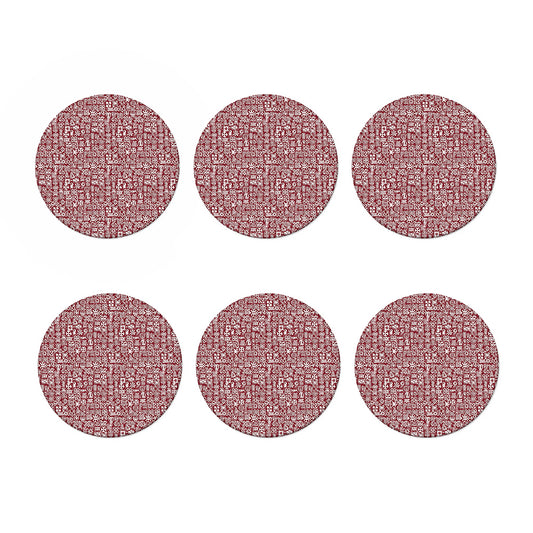 Red African Adinkra Tribe Symbols Coaster Set