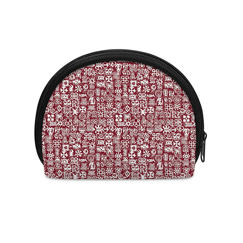 Red African Adinkra Tribe Symbols Coin Purse