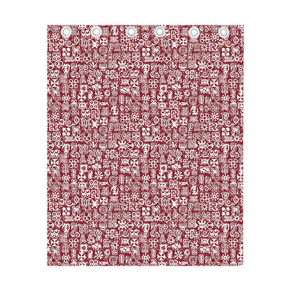 Red African Adinkra Tribe Symbols Curtain
