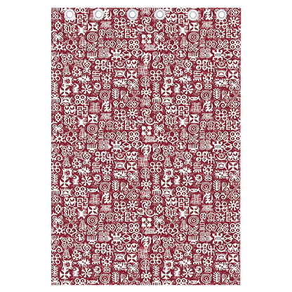 Red African Adinkra Tribe Symbols Curtain