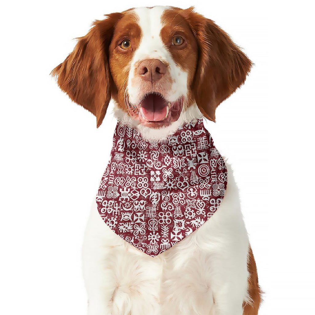 Red African Adinkra Tribe Symbols Dog Bandana