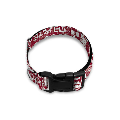 Red African Adinkra Tribe Symbols Dog Collar