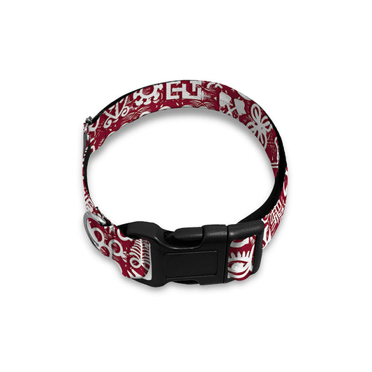 Red African Adinkra Tribe Symbols Dog Collar
