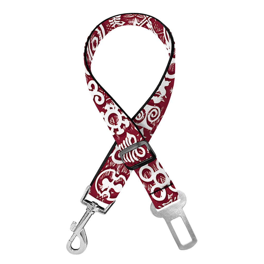 Red African Adinkra Tribe Symbols Dog Seat Belt