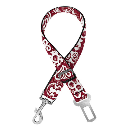 Red African Adinkra Tribe Symbols Dog Seat Belt