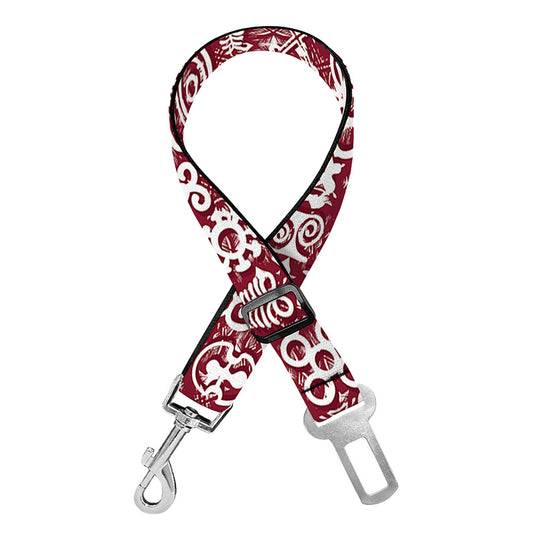 Red African Adinkra Tribe Symbols Dog Seat Belt