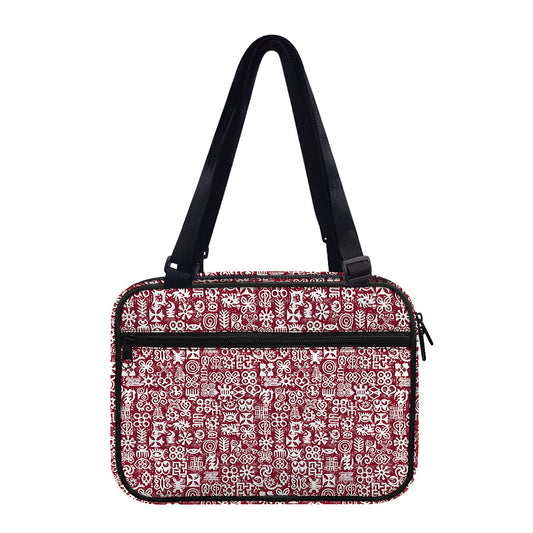 Red African Adinkra Tribe Symbols Double Strap Bible Bag