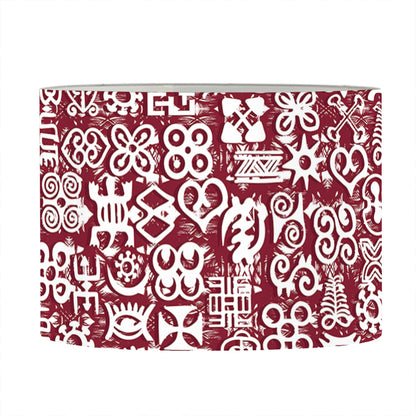 Red African Adinkra Tribe Symbols Drum Lamp Shade