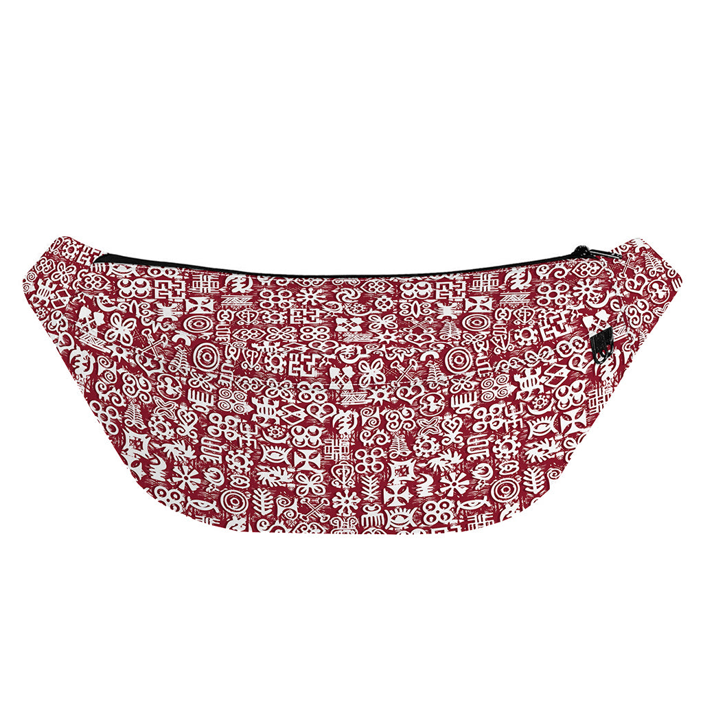 Red African Adinkra Tribe Symbols Fanny Pack