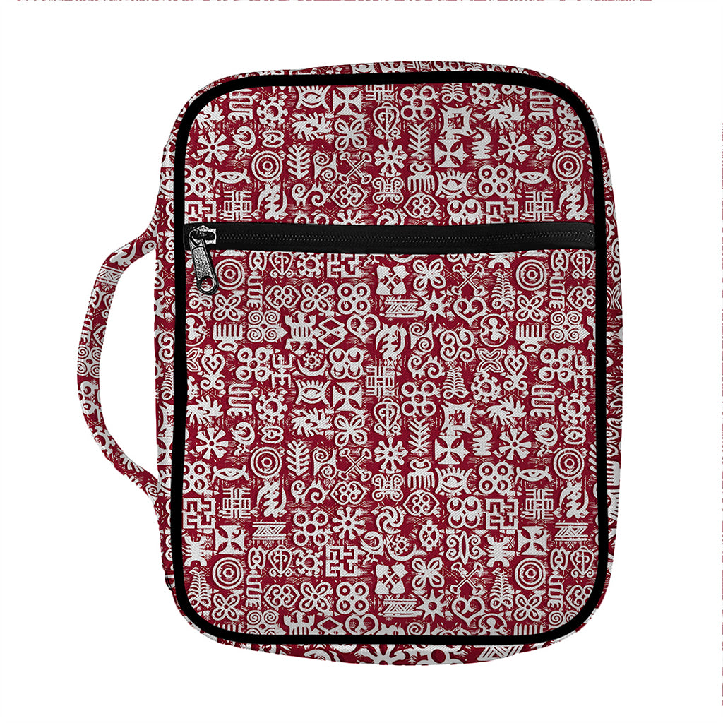 Red African Adinkra Tribe Symbols Front Pocket Bible Bag