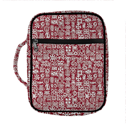 Red African Adinkra Tribe Symbols Front Pocket Bible Bag