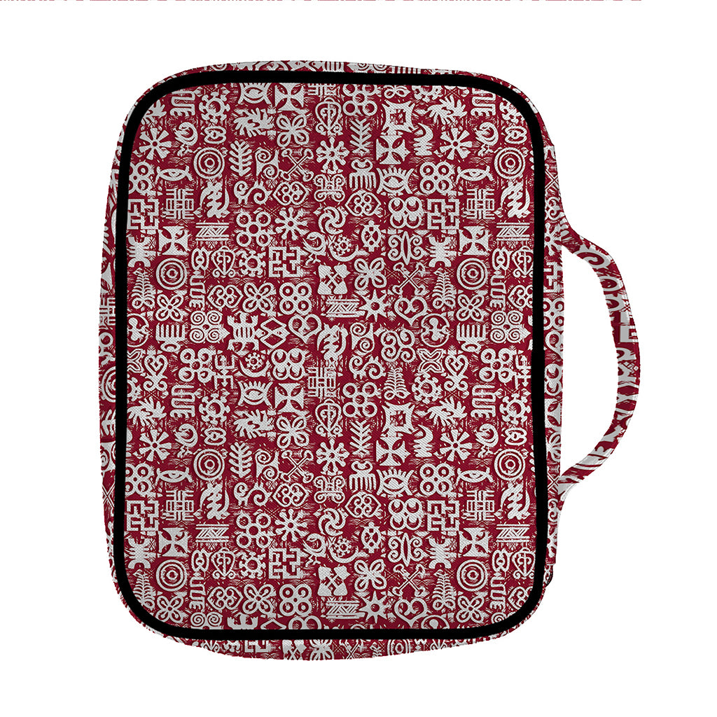 Red African Adinkra Tribe Symbols Front Pocket Bible Bag