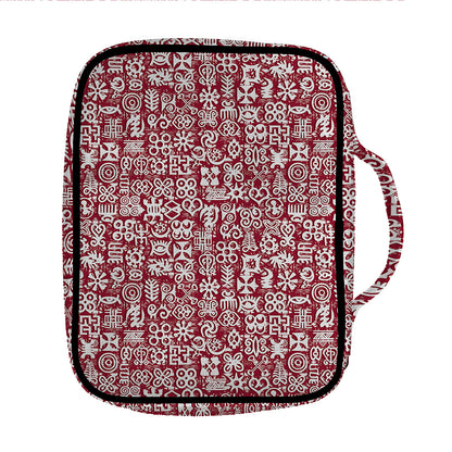 Red African Adinkra Tribe Symbols Front Pocket Bible Bag