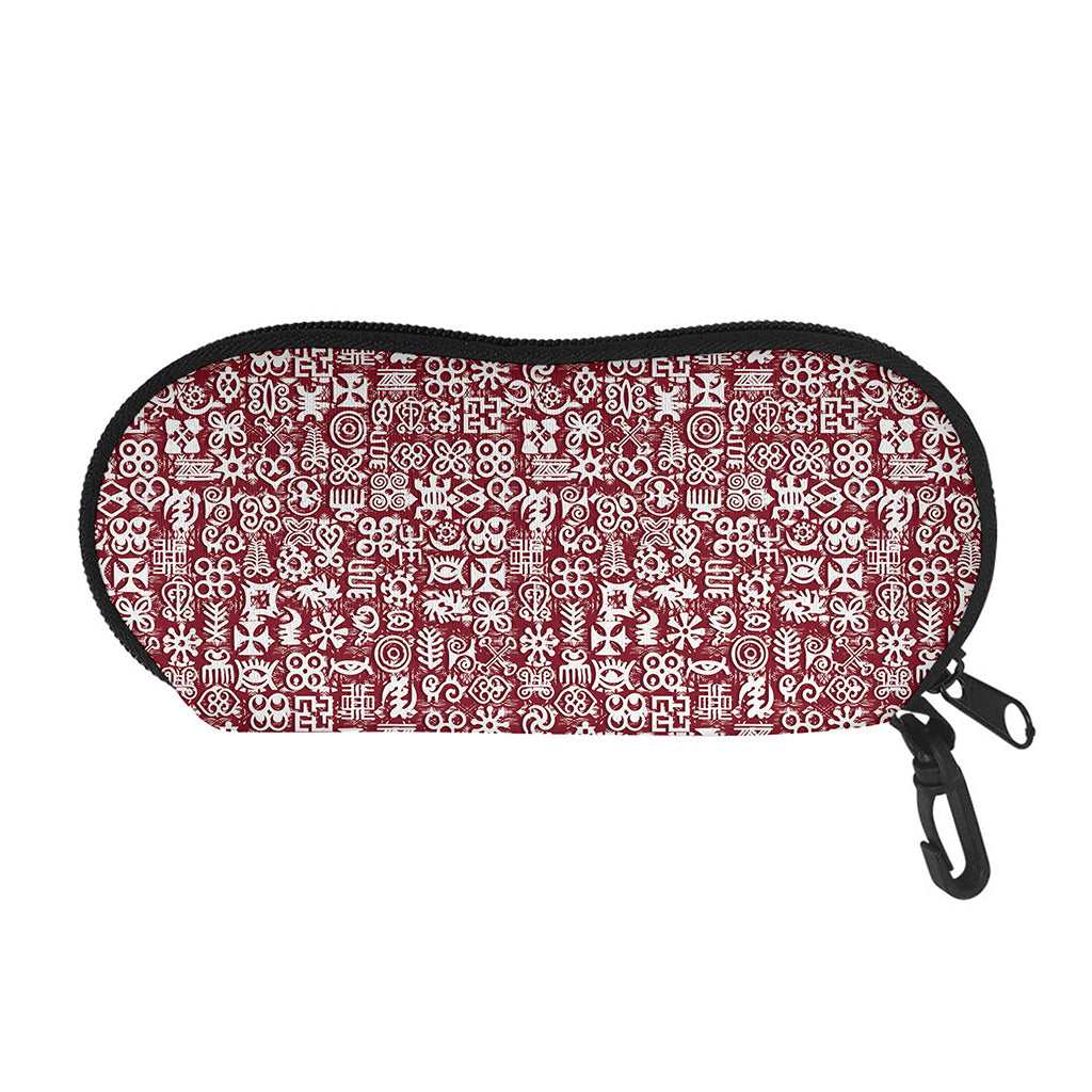 Red African Adinkra Tribe Symbols Glasses Case