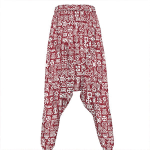 Red African Adinkra Tribe Symbols Hammer Pants