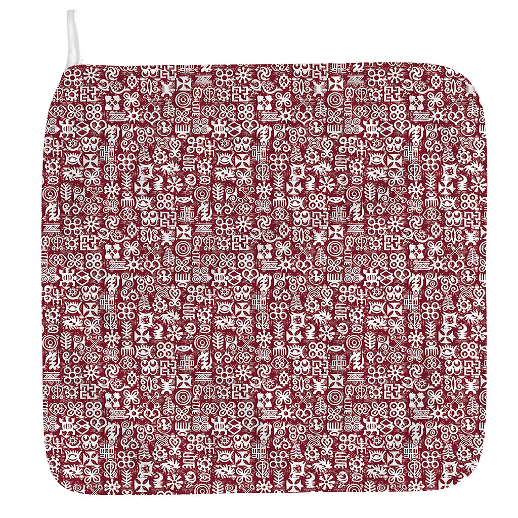Red African Adinkra Tribe Symbols Hand Towel