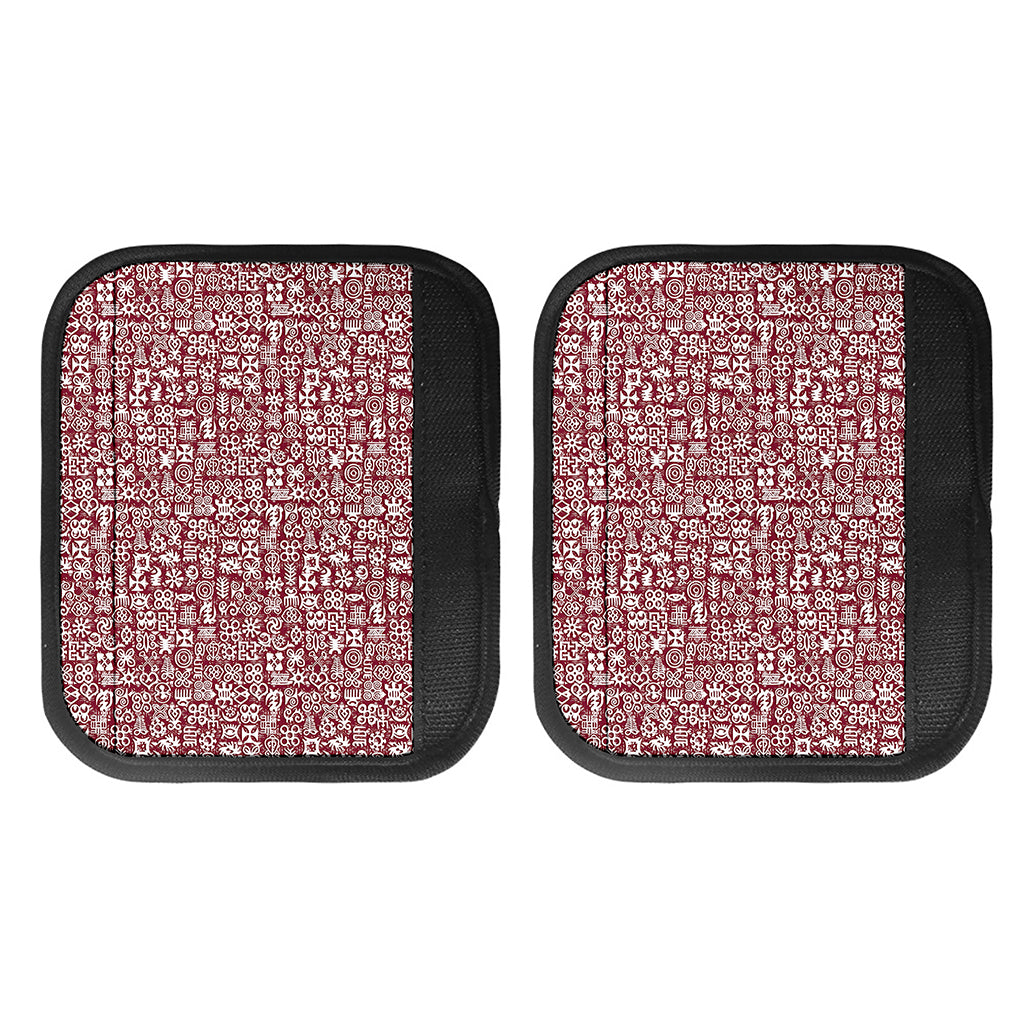 Red African Adinkra Tribe Symbols Handle Covers