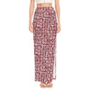 Red African Adinkra Tribe Symbols High Slit Maxi Skirt