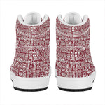 Red African Adinkra Tribe Symbols High Top Leather Sneakers