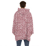 Red African Adinkra Tribe Symbols Hoodie Blanket