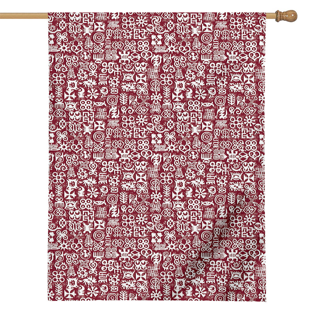 Red African Adinkra Tribe Symbols House Flag
