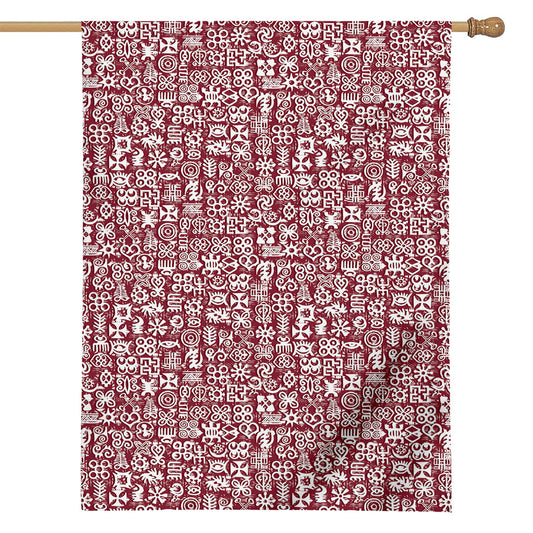 Red African Adinkra Tribe Symbols House Flag