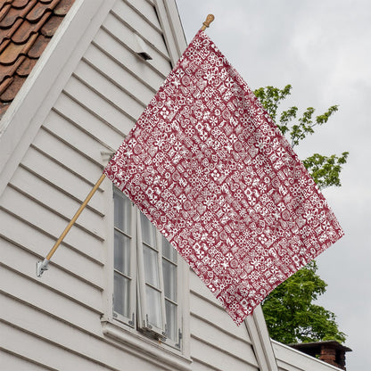 Red African Adinkra Tribe Symbols House Flag