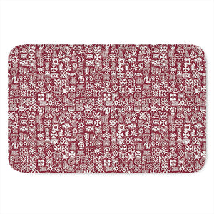 Red African Adinkra Tribe Symbols Indoor Door Mat