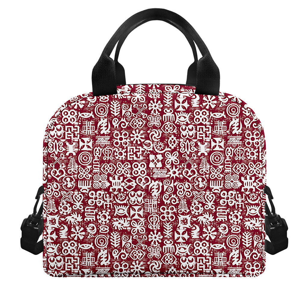 Red African Adinkra Tribe Symbols Insulated Lunch Bag