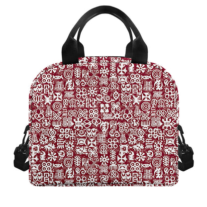 Red African Adinkra Tribe Symbols Insulated Lunch Bag