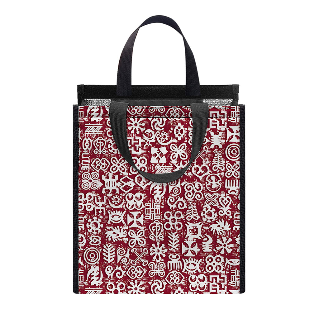 Red African Adinkra Tribe Symbols Insulated Lunch Tote